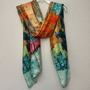 Watercolor Landscape Print Scarf NWT